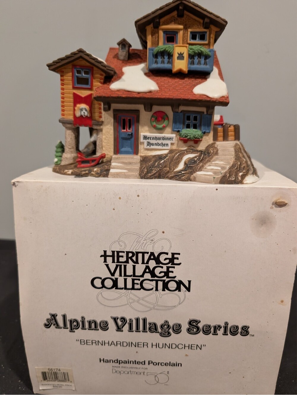 Dept 56 Alpine Village Bernhardiner Hundchen 56174 St Bernard Box Light
